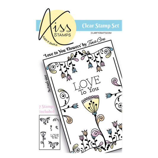 A7 KISS by Clarity - Tina's Love to You Flowers Stamp Set