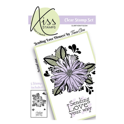 A7 KISS by Clarity - Tina's Sending Love Flowers Stamp Set