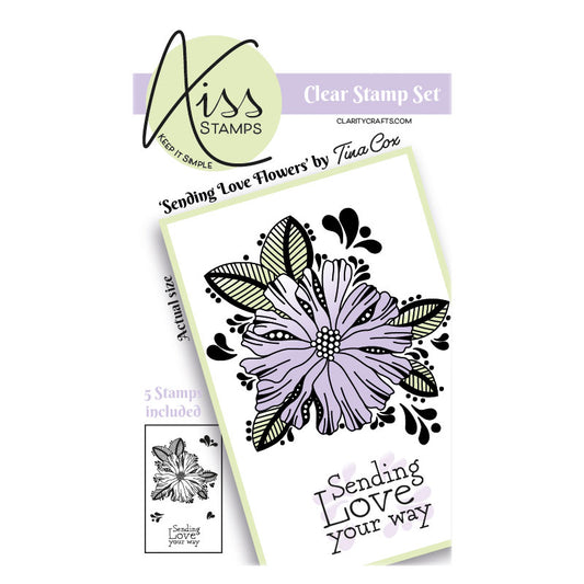 A7 KISS by Clarity - Tina's Sending Love Flowers Stamp Set