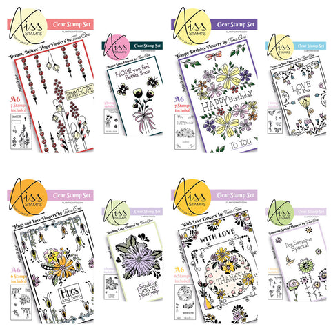 KISS by Clarity - Tina's Flowers Set 1 A6 & A7 Stamp Collection
