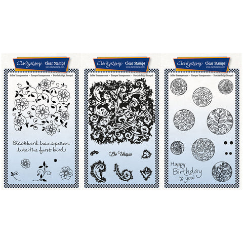 Blackbird, Be Unique Decorators & Doodle Buttons A6 Stamp Collection