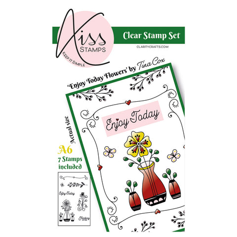 KISS by Clarity - Tina's Enjoy Today Flowers A6 Stamp Set