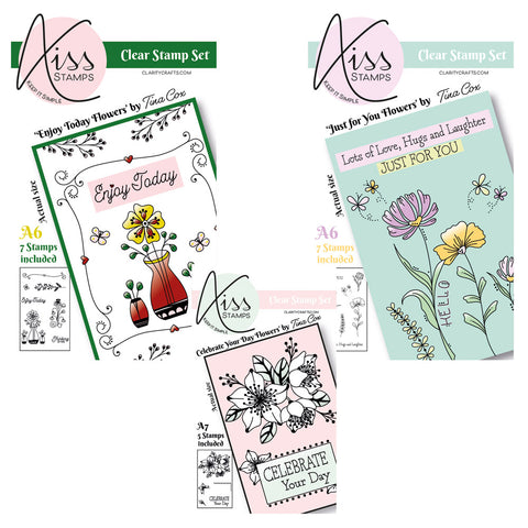 KISS by Clarity - Tina's Celebrate Your Day Flowers A6 & A7 Stamp Collection