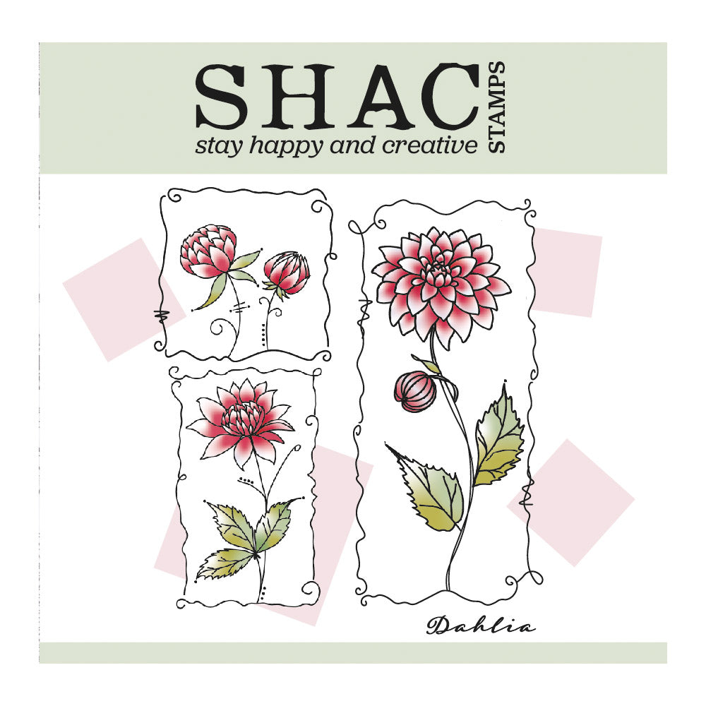 Barbara's SHAC Dahlia Floral Panels A5 Square Stamp & Mask Set