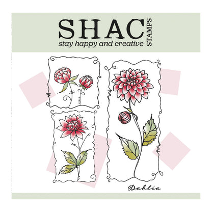 Barbara's SHAC Dahlia Floral Panels A5 Square Stamp & Mask Set