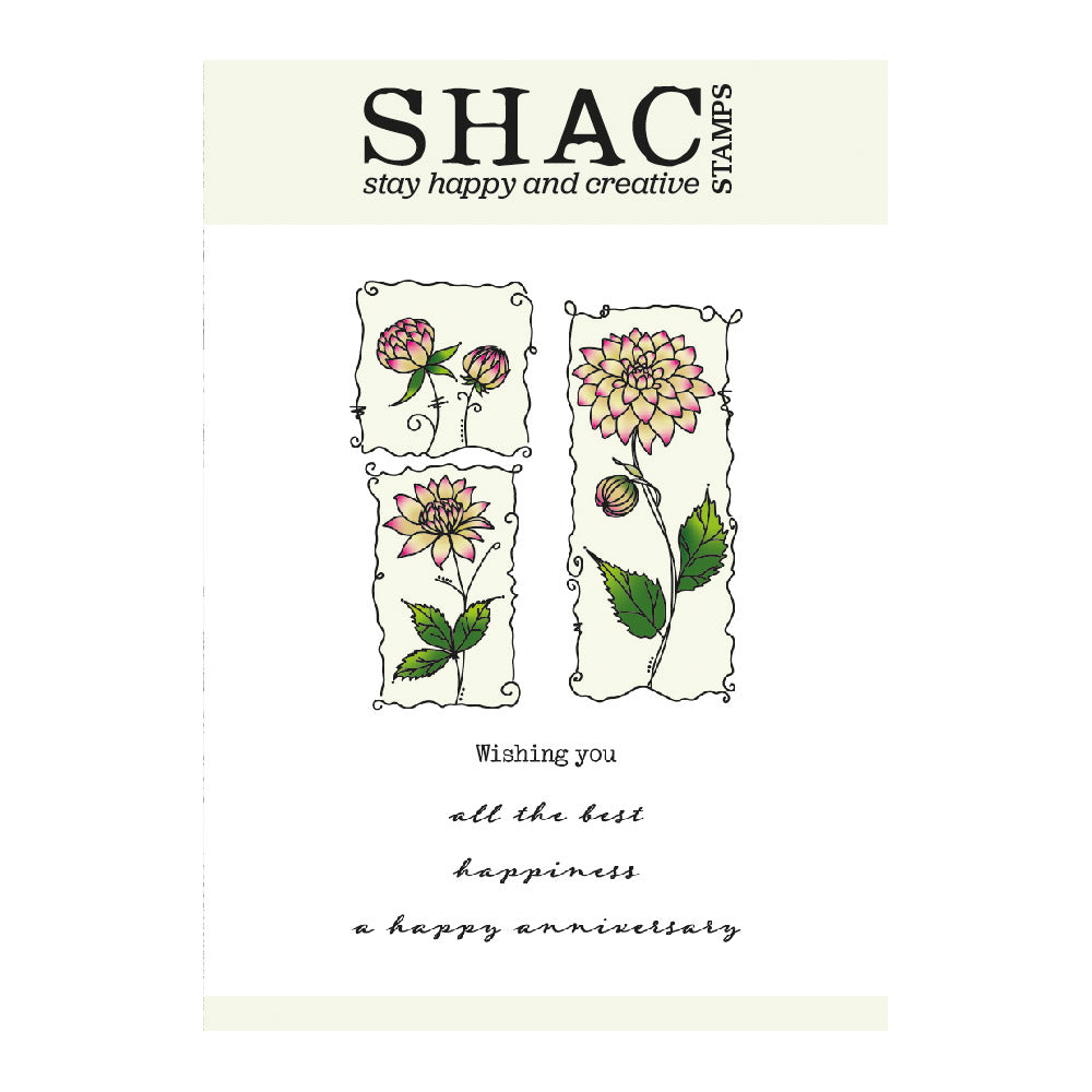 Barbara's SHAC Dahlia Floral Panels A6 Square Stamp Set