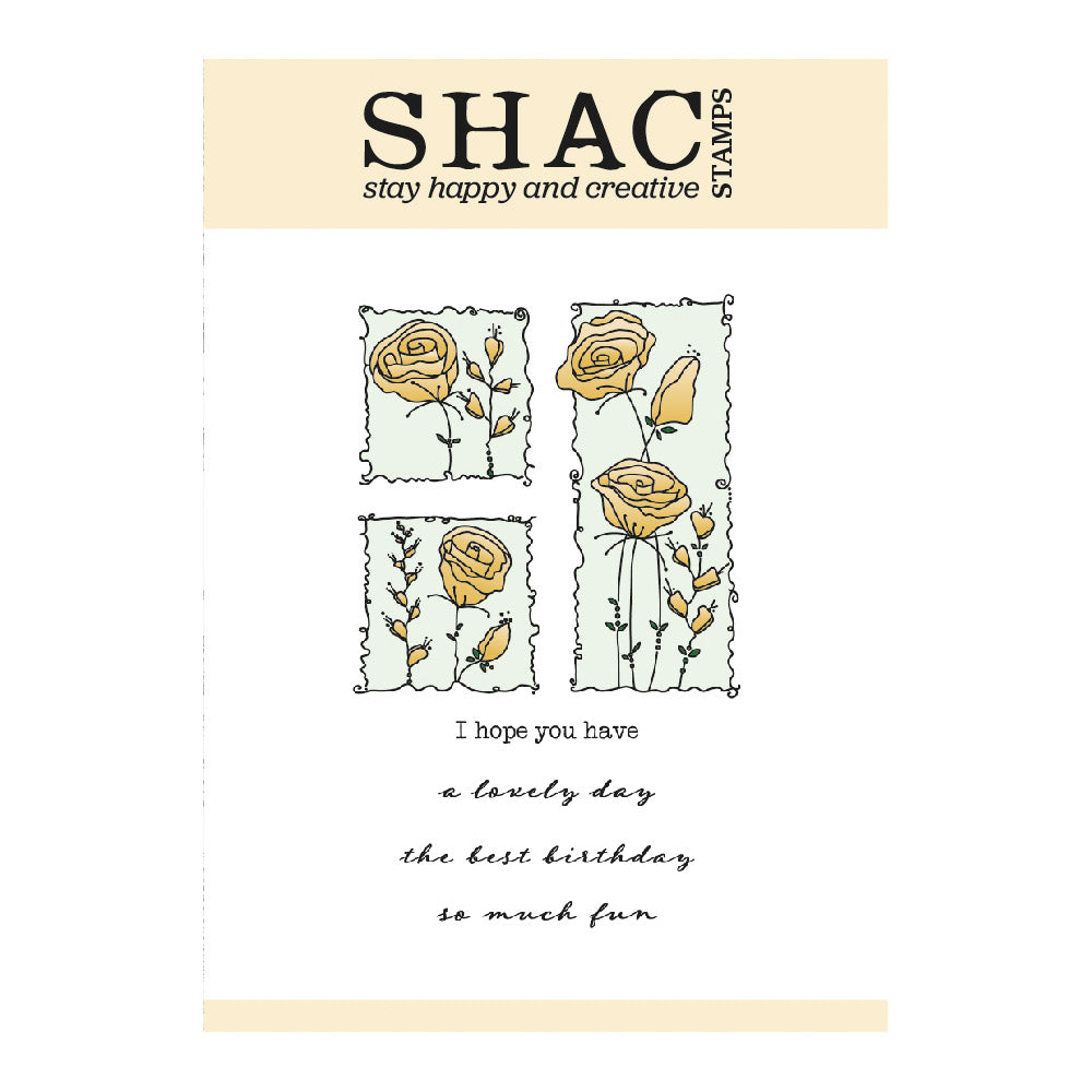 Barbara's SHAC Rose Floral Panels A6 Square Stamp Set