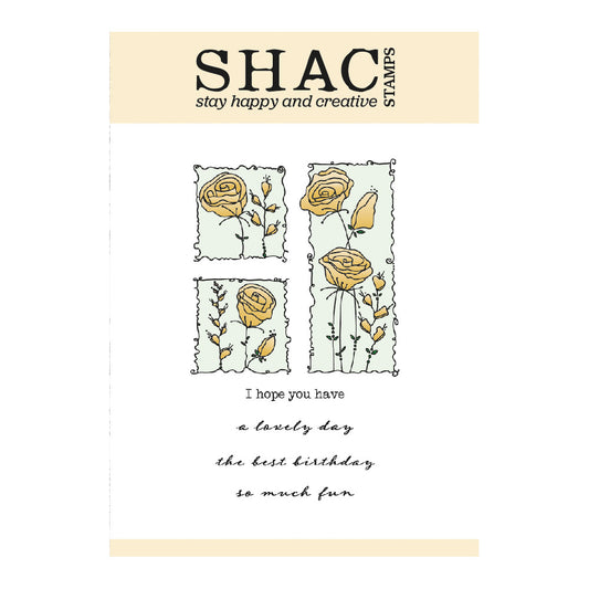 Barbara's SHAC Rose Floral Panels A6 Square Stamp Set