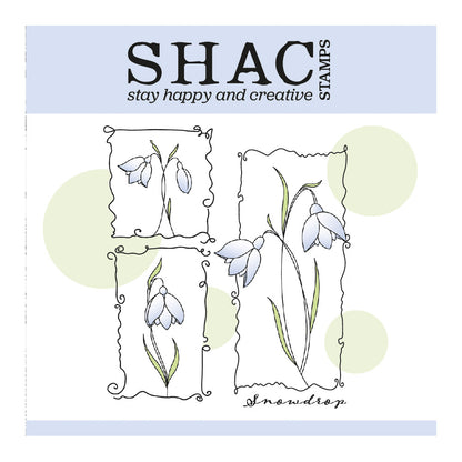 Barbara's SHAC Snowdrop Floral Panels A5 Square Stamp & Mask Set
