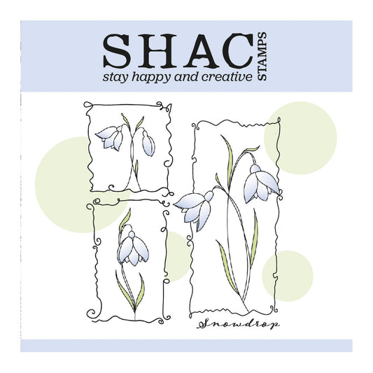 Barbara's SHAC Snowdrop Floral Panels A5 Square Stamp & Mask Set