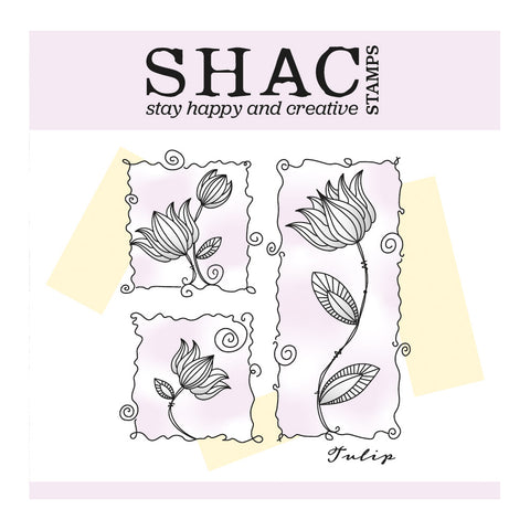 Barbara's SHAC Tulip Floral Panels A5 Square Stamp & Mask Set