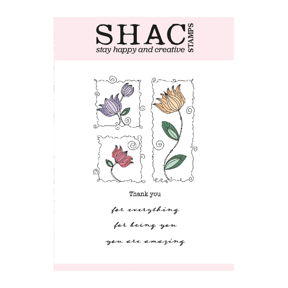 Barbara's SHAC Tulip Floral Panels A6 Square Stamp Set