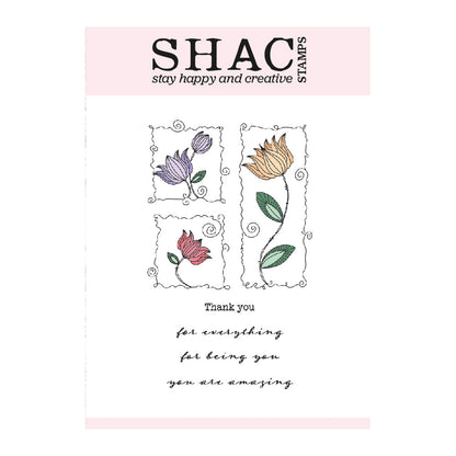 Barbara's SHAC Tulip Floral Panels A6 Square Stamp Set