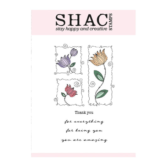 Barbara's SHAC Tulip Floral Panels A6 Square Stamp Set