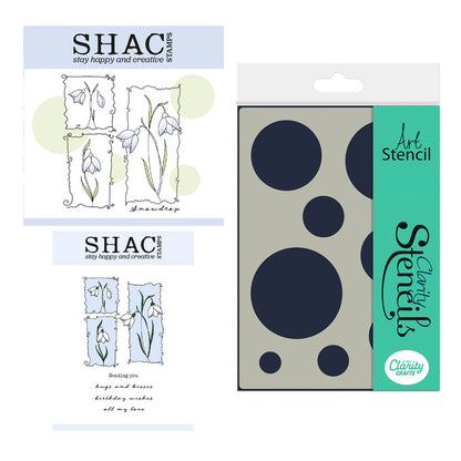 Barbara's SHAC Snowdrop Floral Panels Stamp, Mask & Stencil Trio