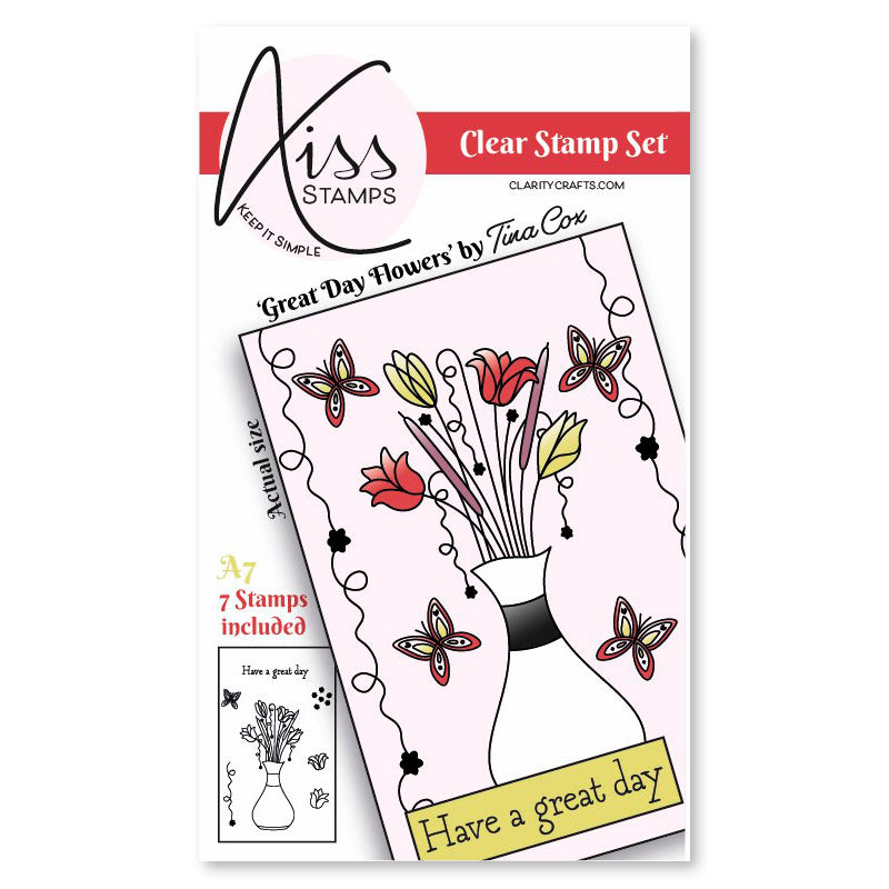 A7 KISS by Clarity - Tina's Great Day Flowers Stamp Set