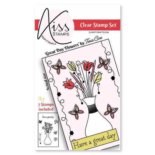 A7 KISS by Clarity - Tina's Great Day Flowers Stamp Set