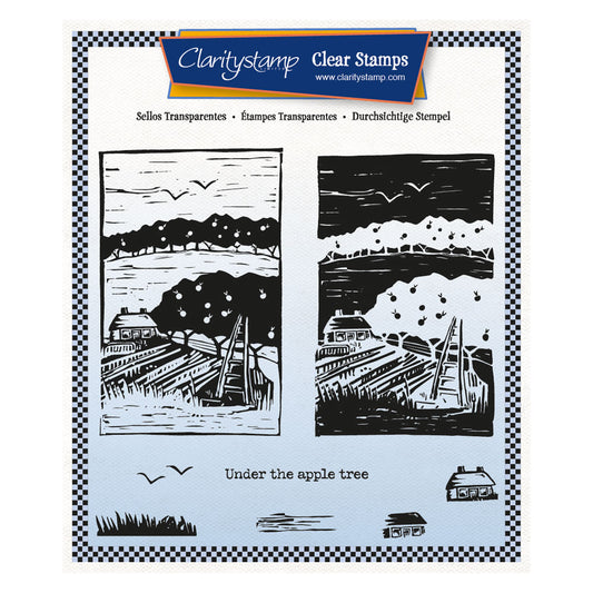 Linocut - Apple Orchard A5 Square Stamp Set