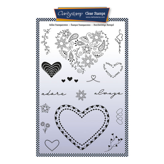 Arty Heart A5 Stamp & Mask Set
