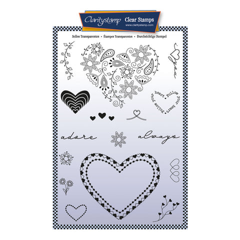 Arty Heart A5 Stamp & Mask Set