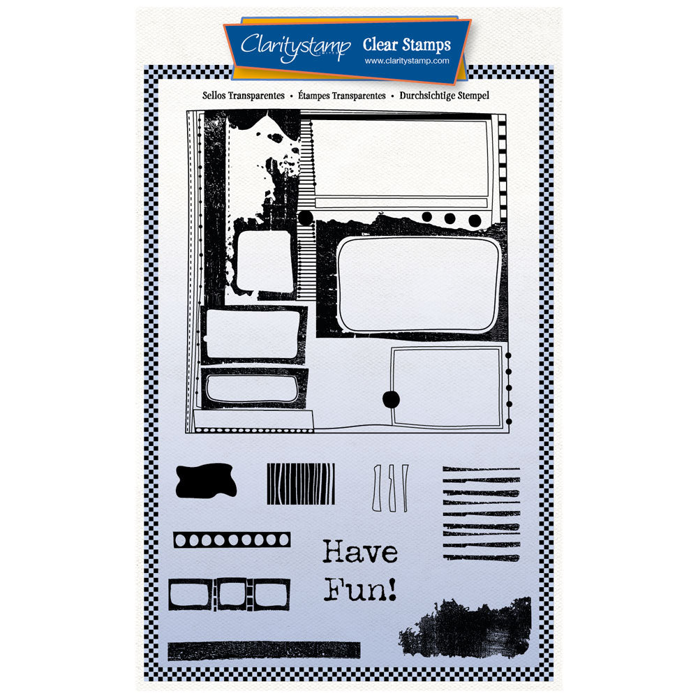 Have Fun Grunge Layout Montage A5 Stamp & Mask Set