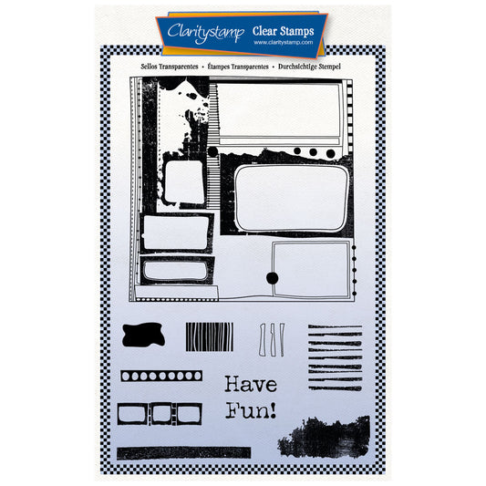 Have Fun Grunge Layout Montage A5 Stamp & Mask Set