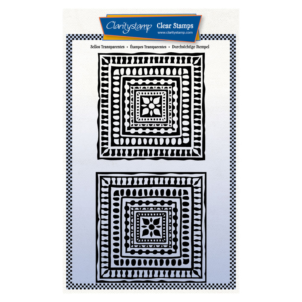 Block Print Flower Squares  - Two Way Overlay A5 Stamp Set