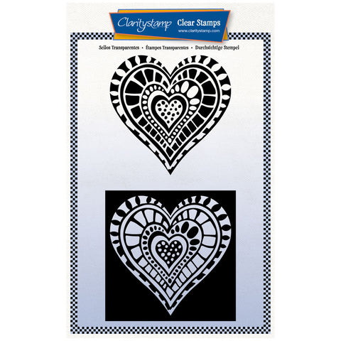 Barbara's Dotty Hearts Block Print - Two Way Overlay A5 Stamp Set
