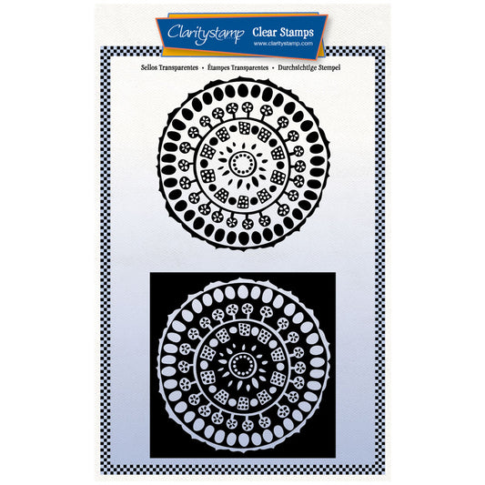 Block Print Flower Rounds  - Two Way Overlay A5 Stamp Set