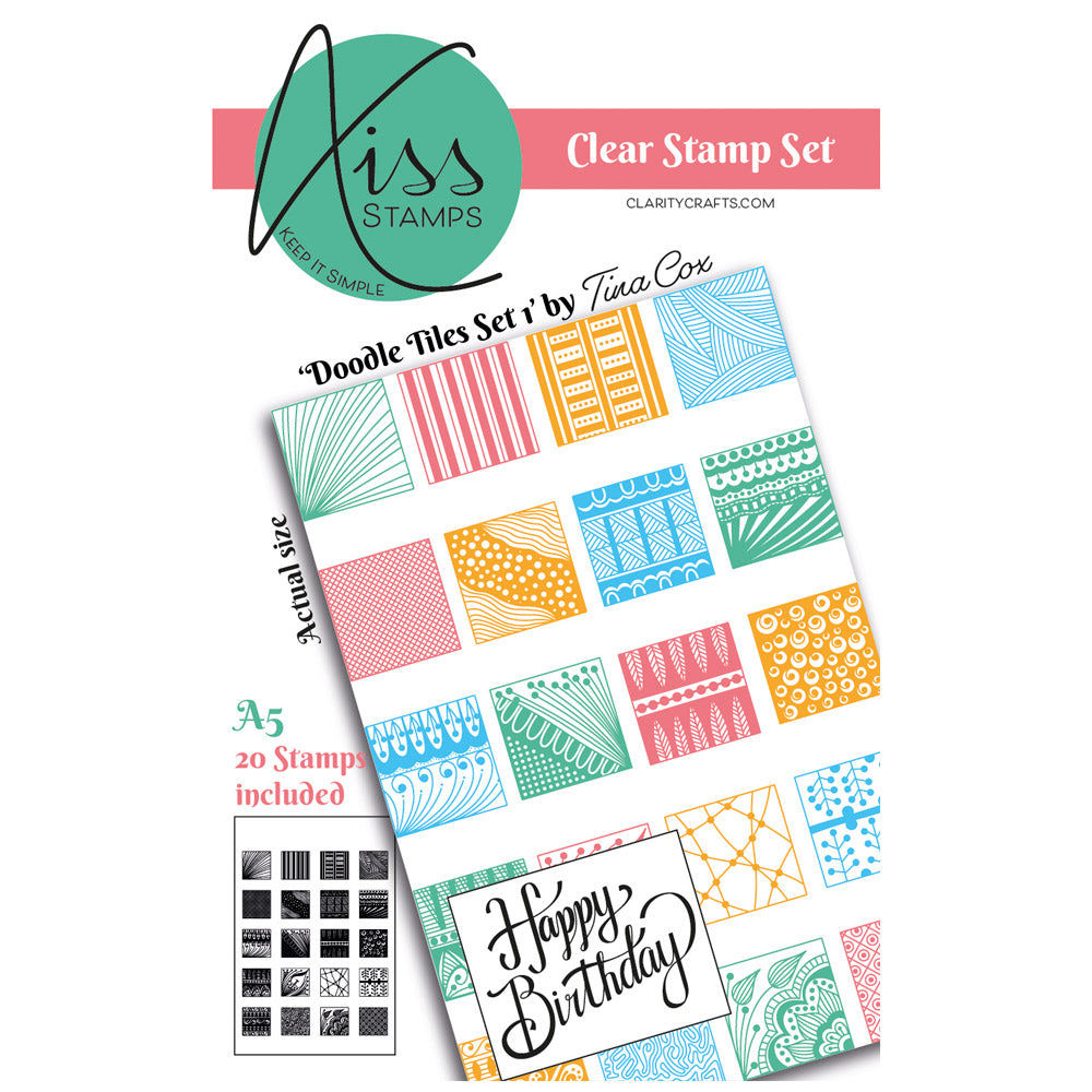 Kiss by Clarity - Doodle Tiles Set 1 A5 Stamp Set