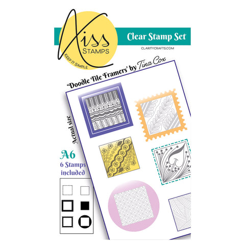 Kiss by Clarity - Doodle Tile Framers A6 Stamp Set