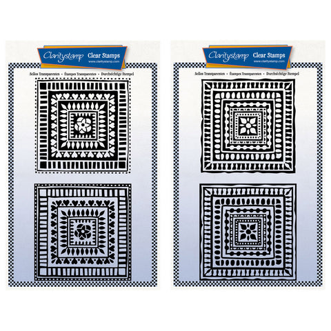 Barbara's Squares Block Print - Two Way Overlay A5 Stamp Duo