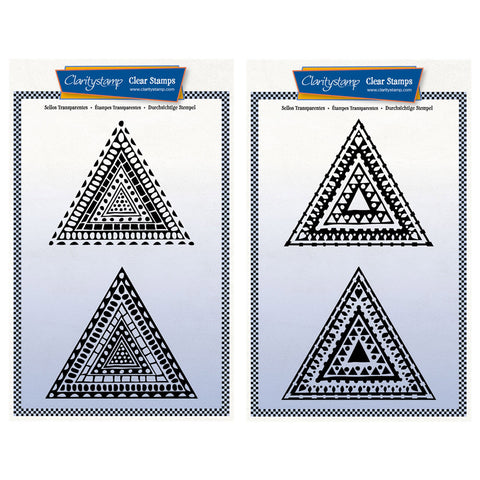 Barbara's Triangles Block Print - Two Way Overlay A5 Stamp Duo