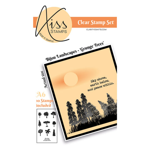 KISS by Clarity - Build-a-Scene Grunge Trees A6 Stamp Set