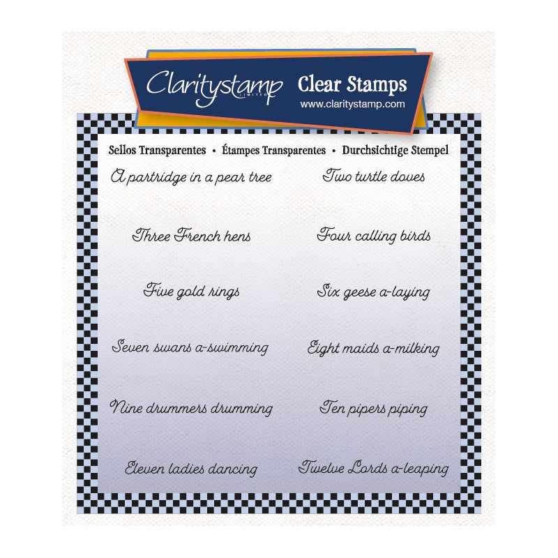 Bjiou 12 Days of Christmas Verses A6 Square Stamp Set