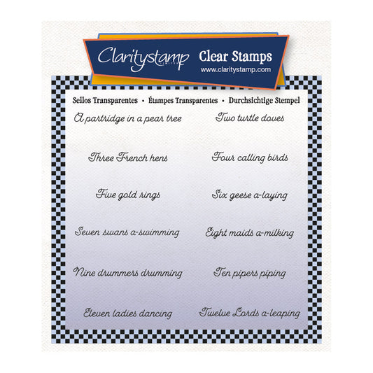 Bjiou 12 Days of Christmas Verses A6 Square Stamp Set