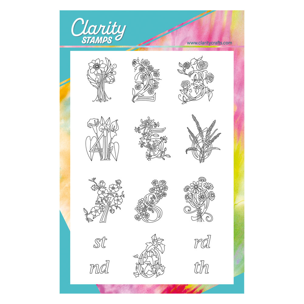Barbara's Bijou Floral Numbers A5 Stamp Set