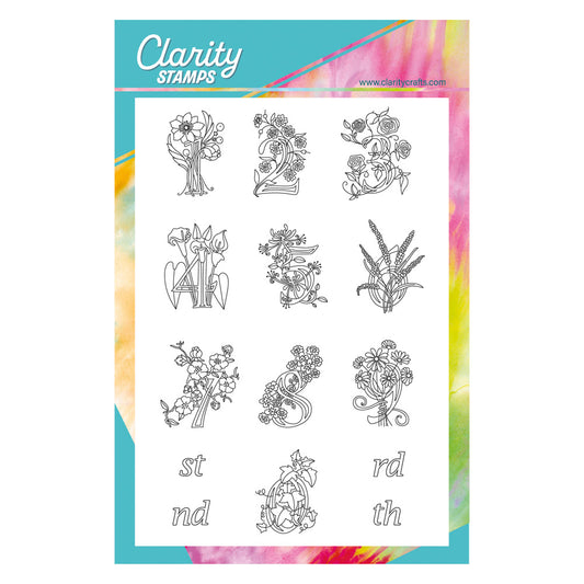 Barbara's Bijou Floral Numbers A5 Stamp Set