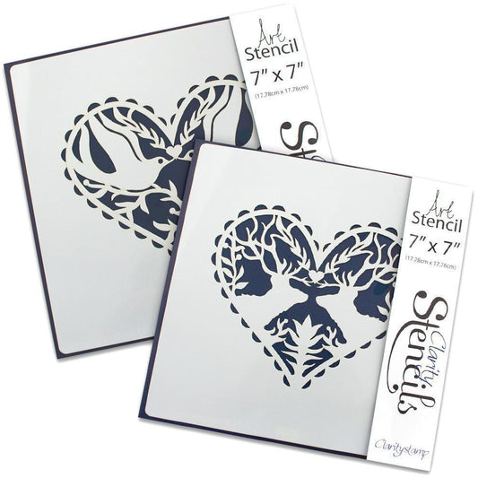 Deer & Dove Hearts 7" x 7" Stencil Collection
