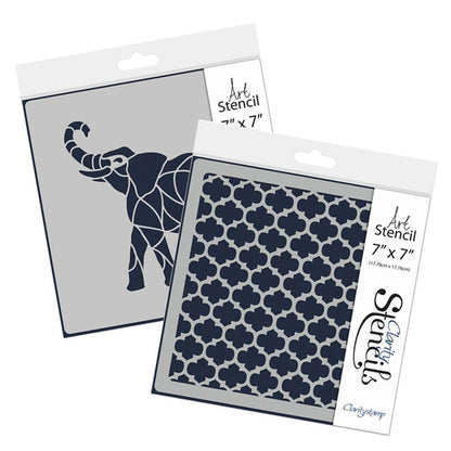 Elephant & Trellis 7" x 7" Stencil Duo