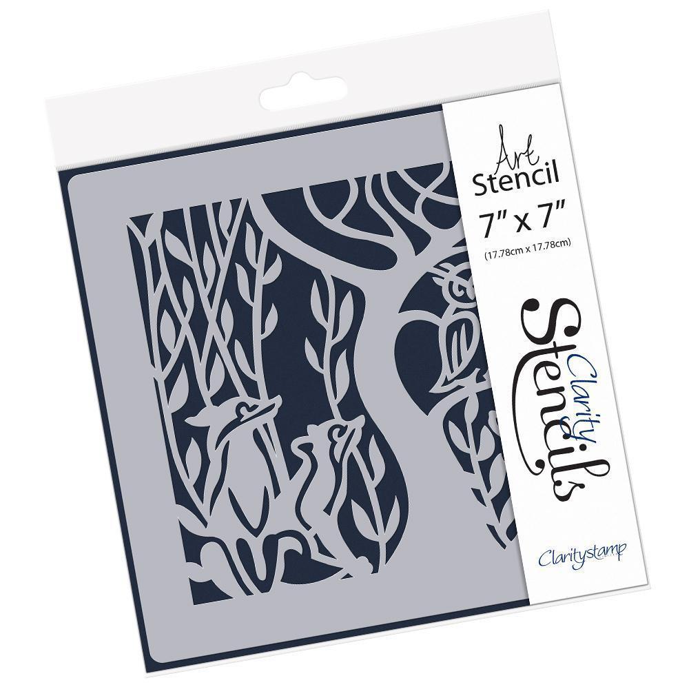 Woodland Foxes 7" x 7" Stencil