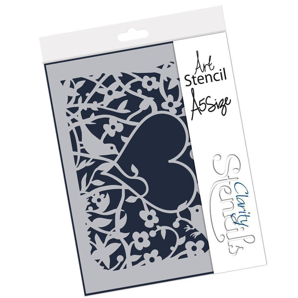 Heart Bird A5 Stencil