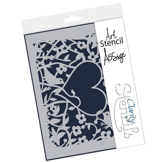 Heart Bird A5 Stencil