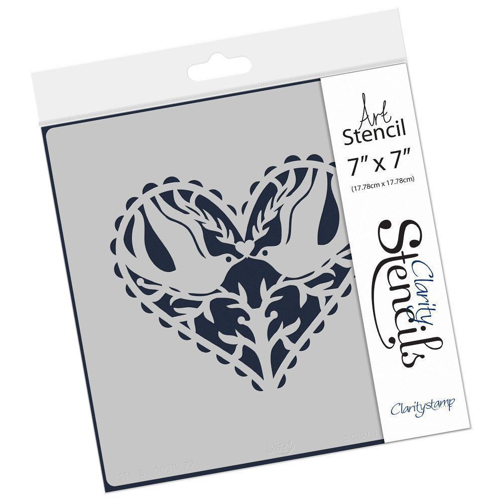 Dove Heart 7" x 7" Stencil