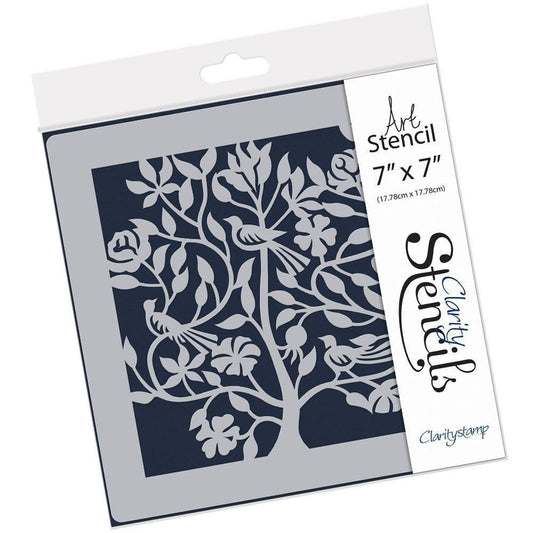 Birds in a Tree 7" x 7" Stencil