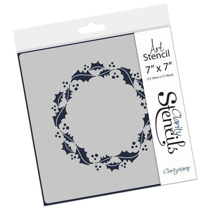 Holly Wreath 7" x 7" Stencil