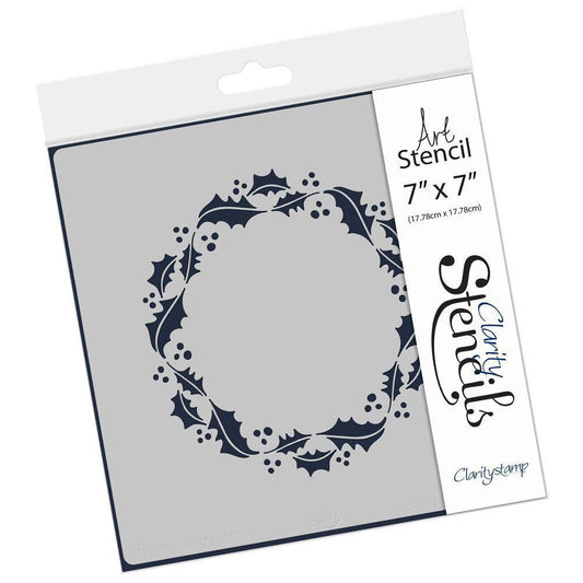 Holly Wreath 7" x 7" Stencil