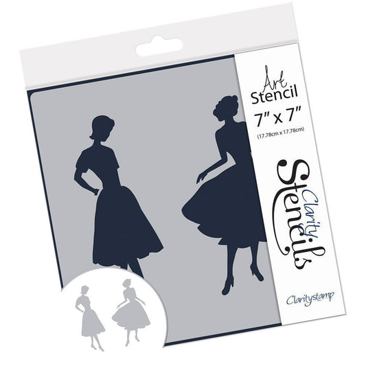 Elegant Ladies 2 7" x 7" Stencil