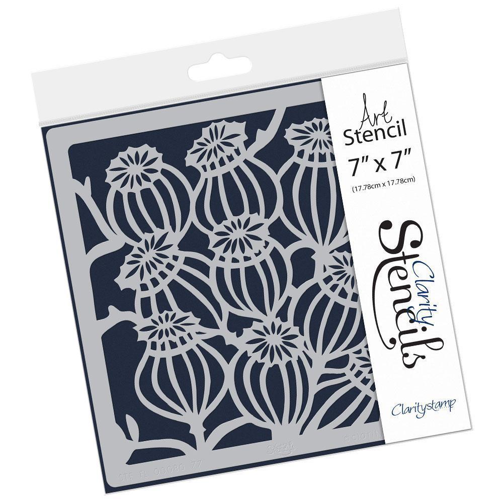 Poppy Seed Heads 7" x 7" Stencil