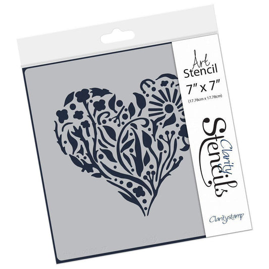 Floral Heart 7" x 7" Stencil